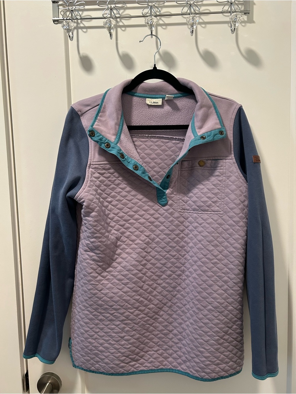 LL Bean Quilted Mockneck Tunic Colorblock Sweatshirt